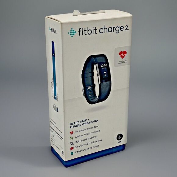 Other - Fitbit Large Charge 2 FB407SBKL Fitness Tracker Black Silver FOR PARTS REPAIR